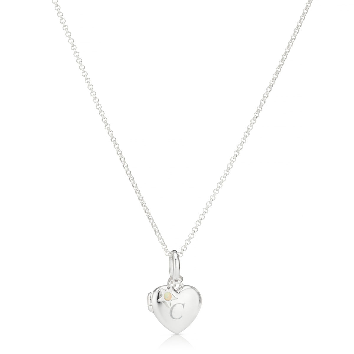 Personalized October Birthstone Opal Locket Necklace