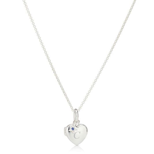 Personalized September Birthstone Sapphire Locket Necklace