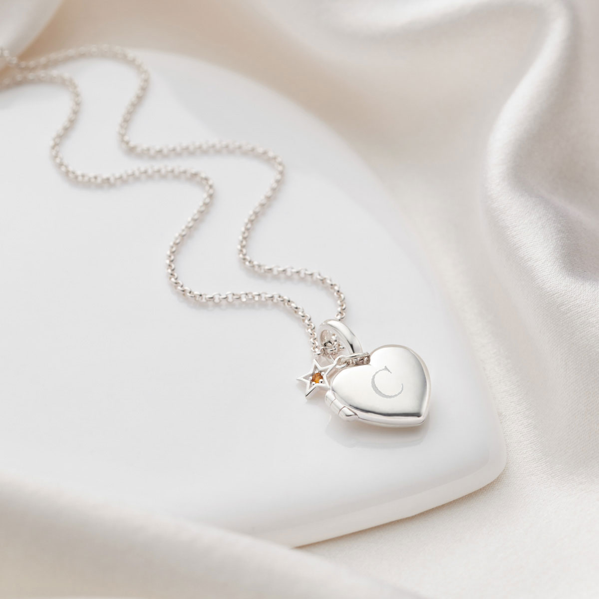 Personalized November Birthstone Citrine Locket Necklace