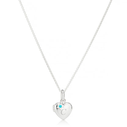 Personalized December Birthstone Turquoise Locket Necklace