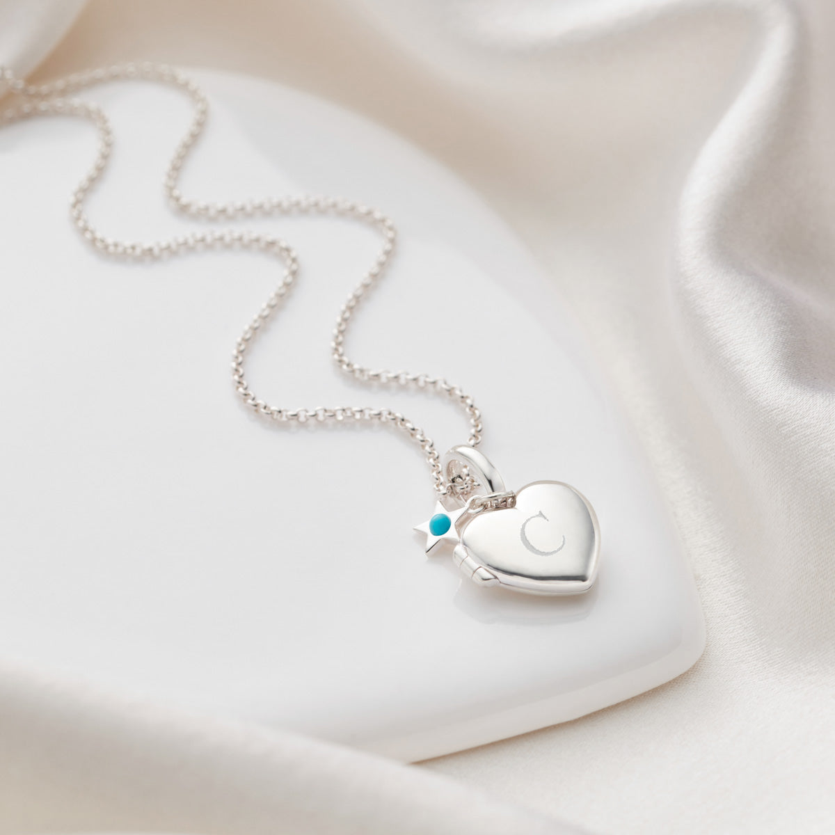 Personalized December Birthstone Turquoise Locket Necklace