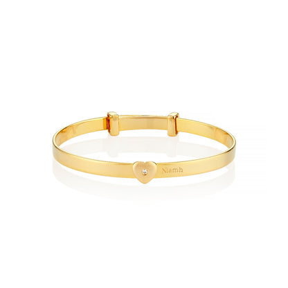 Personalized Baby Love Diamond Bangle - Gold-Plated