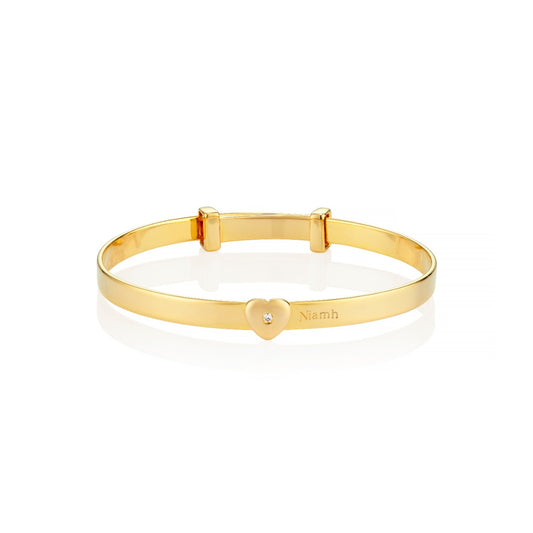 Personalized Baby Love Diamond Bangle - Gold-Plated