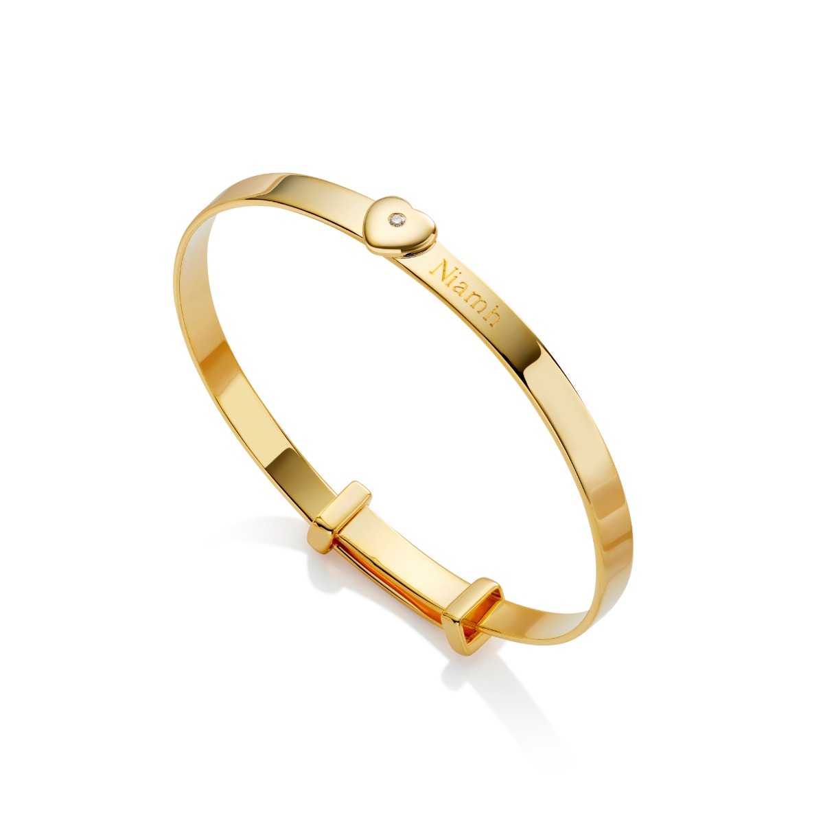 Personalized Baby Love Diamond Bangle - Gold-Plated