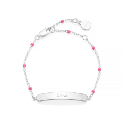 Little Treasure Pink Identity Bracelet - Sterling Silver