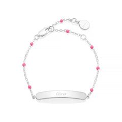 Little Treasure Pink Identity Bracelet - Sterling Silver