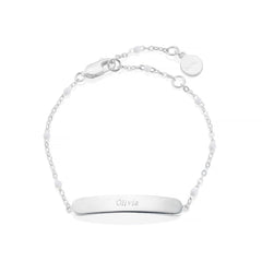 Little Treasure White Identity Bracelet - Sterling Silver