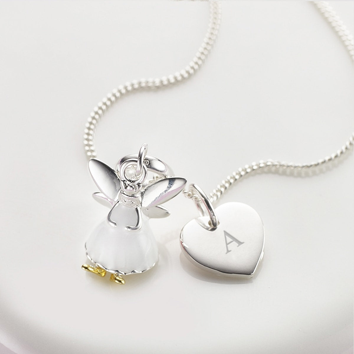 Personalized Fairy Heart White Necklace