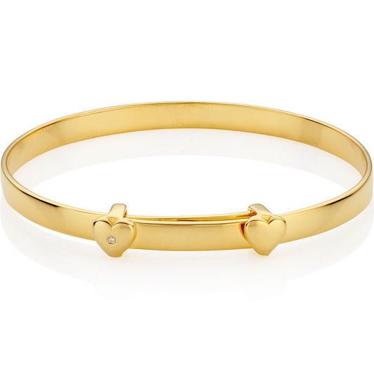 Personalized My First Diamond Baptism Baby Bangle - Gold-Plated