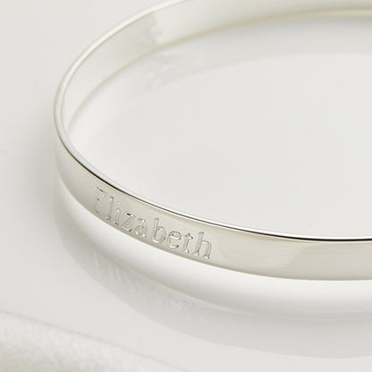 Personalized My First Diamond Cross Baptism Baby Bangle - Sterling Silver