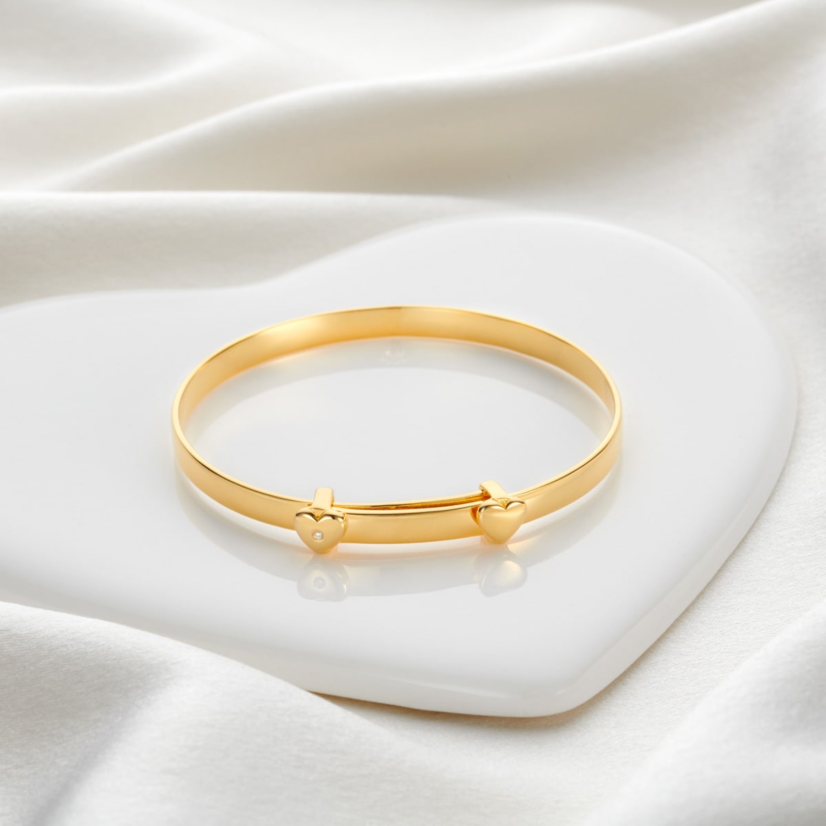 Personalized My First Diamond Baptism Baby Bangle - Gold-Plated