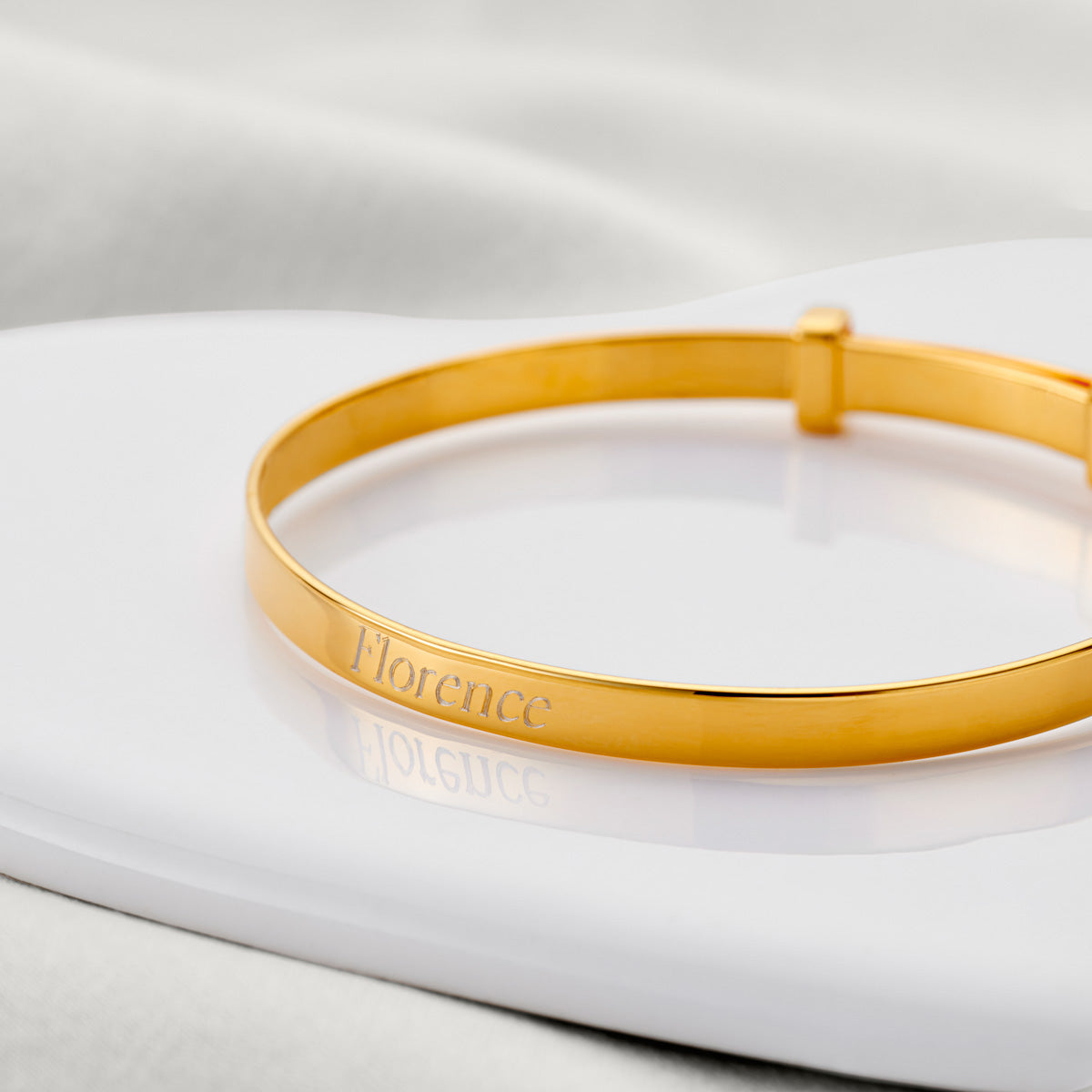 Personalized My First Diamond Baptism Baby Bangle - Gold-Plated