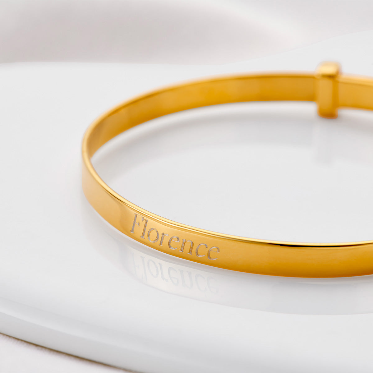 Personalized Signature Baptism Baby Bangle - Gold-Plated
