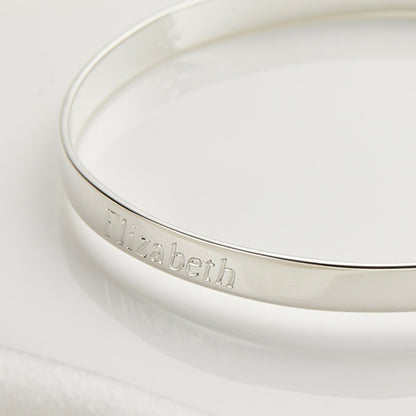 Personalized Signature Baptism Baby Bangle - Sterling Silver