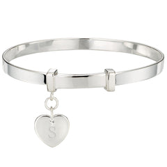 Personalized Love Heart Baby Bangle - Sterling Silver