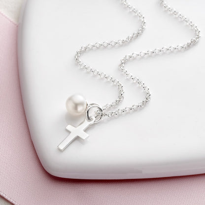 Baby's Baptism Cross Necklace — Sterling Silver