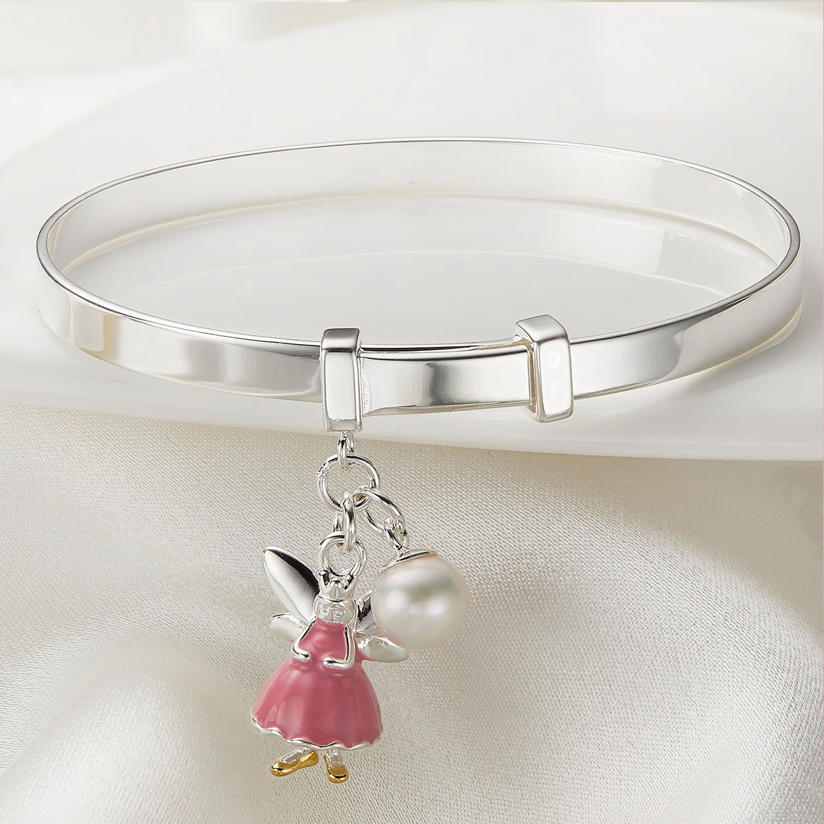Fairy Pink Baby Bangle - Sterling Silver