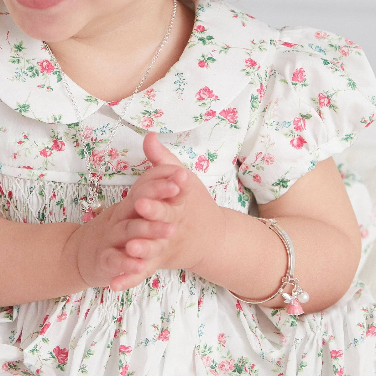 Fairy Pink Baby Bangle - Sterling Silver