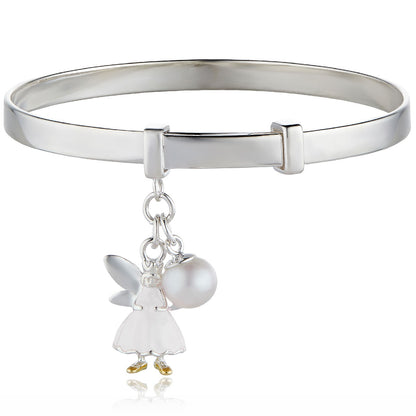 White Fairy Baby Bangle - Sterling Silver