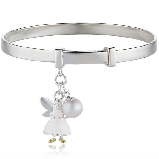 White Fairy Baby Bangle - Sterling Silver