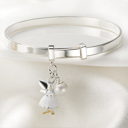 White Fairy Baby Bangle - Sterling Silver
