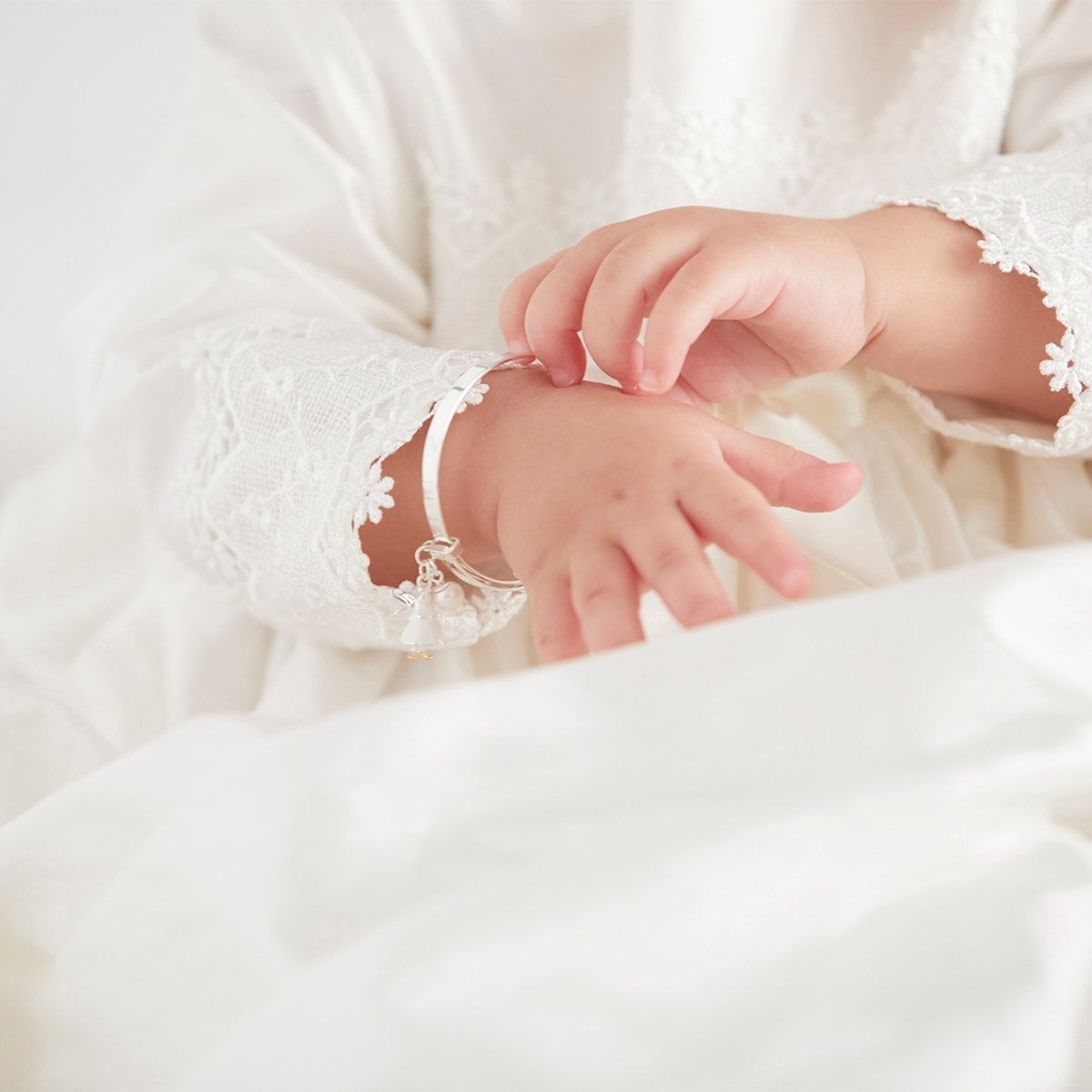 White Fairy Baby Bangle - Sterling Silver