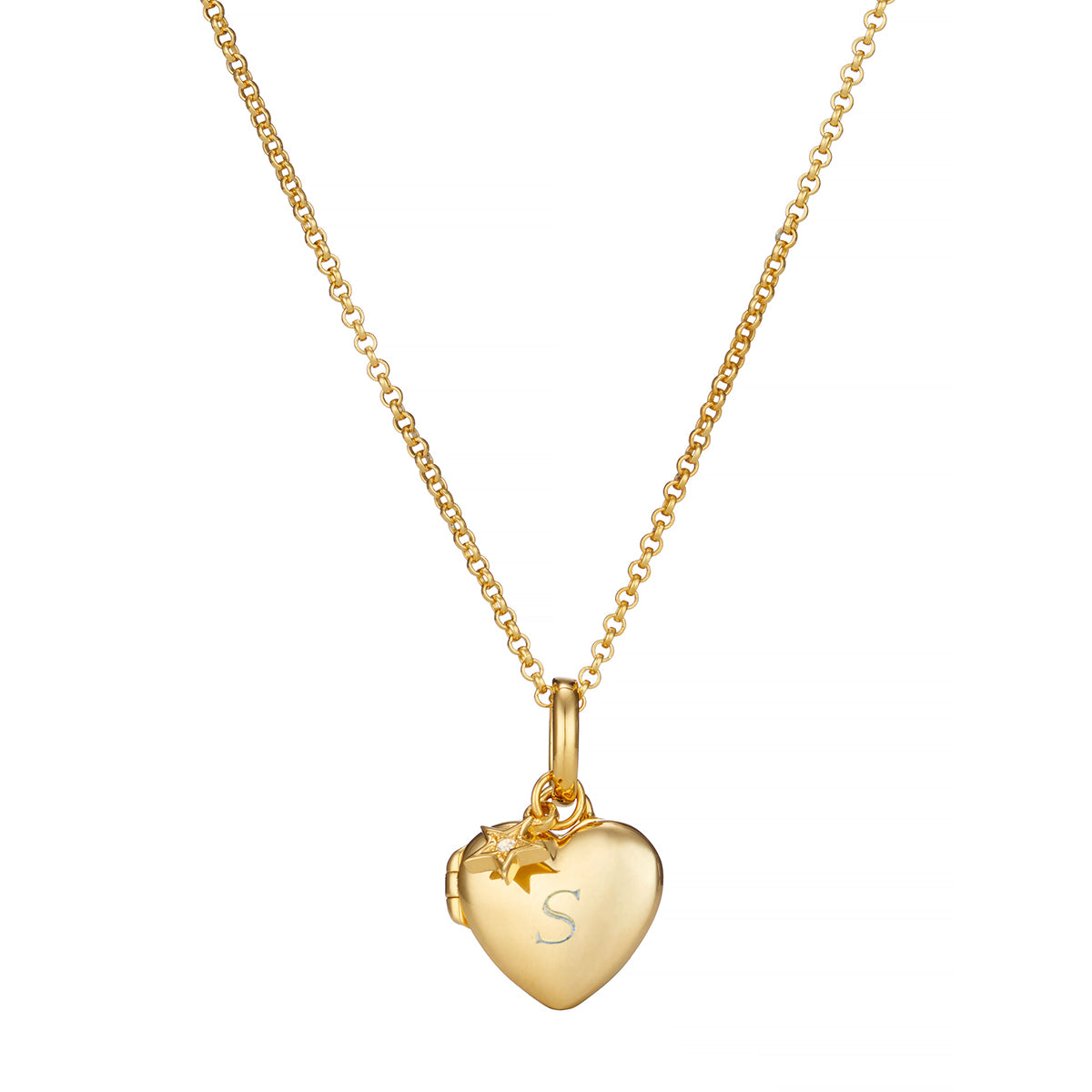 Personalized Small Heart Diamond Locket Necklace - Gold-Plated