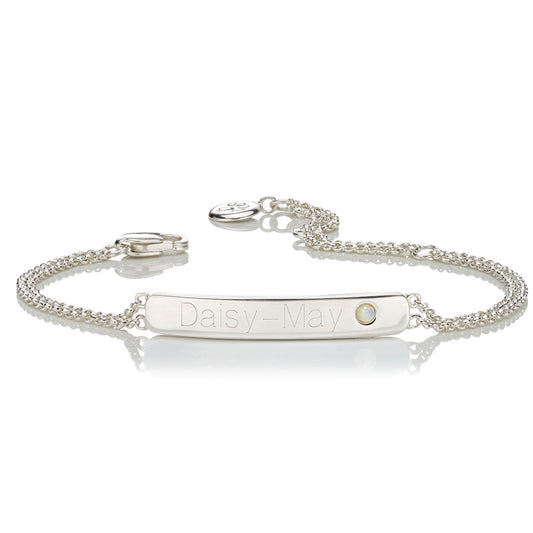 Personalized October Birthstone Opal Bracelet
