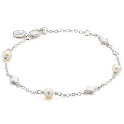 Cross Pearl Station Bracelet