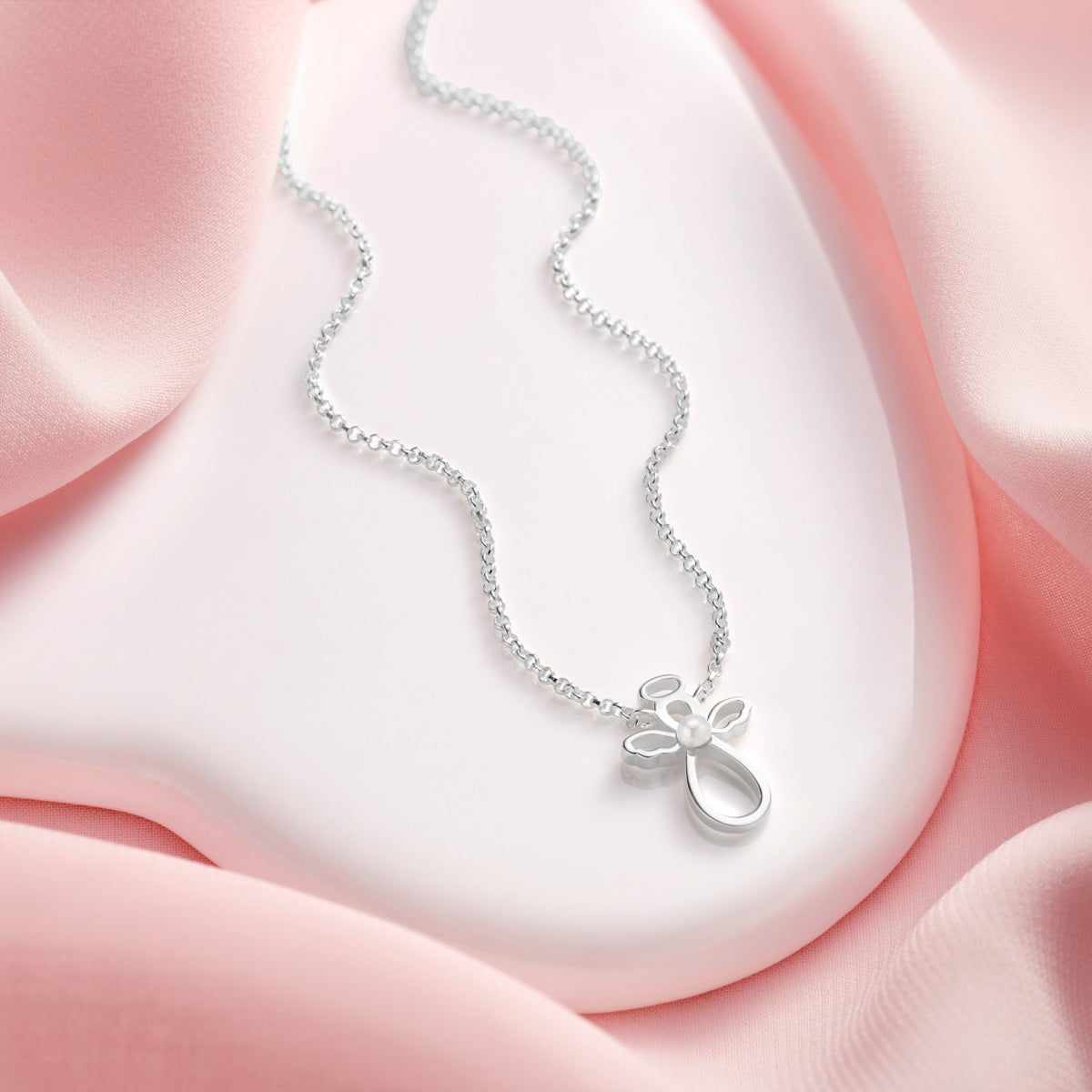 June Birthstone Guardian Angel Pearl Necklace