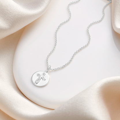 Personalized Cherish Disc Necklace - Sterling Silver