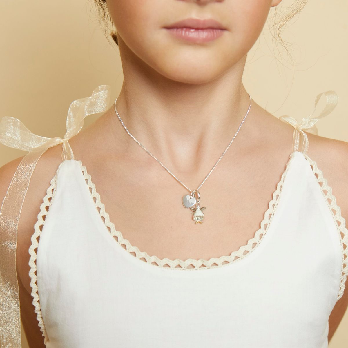 Personalized Fairy Heart White Necklace